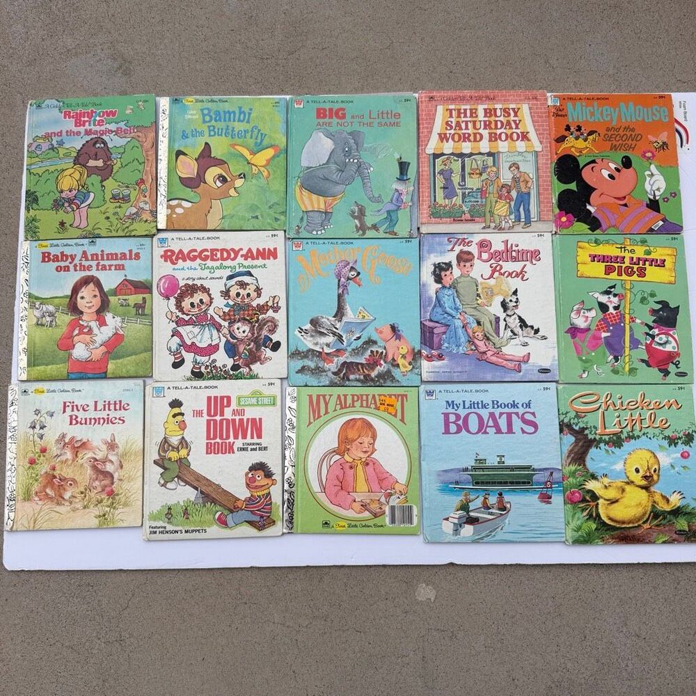 Vintage Children’s Books Golden Books 70s 80s Retro Bambi Mickey Mouse Nursery